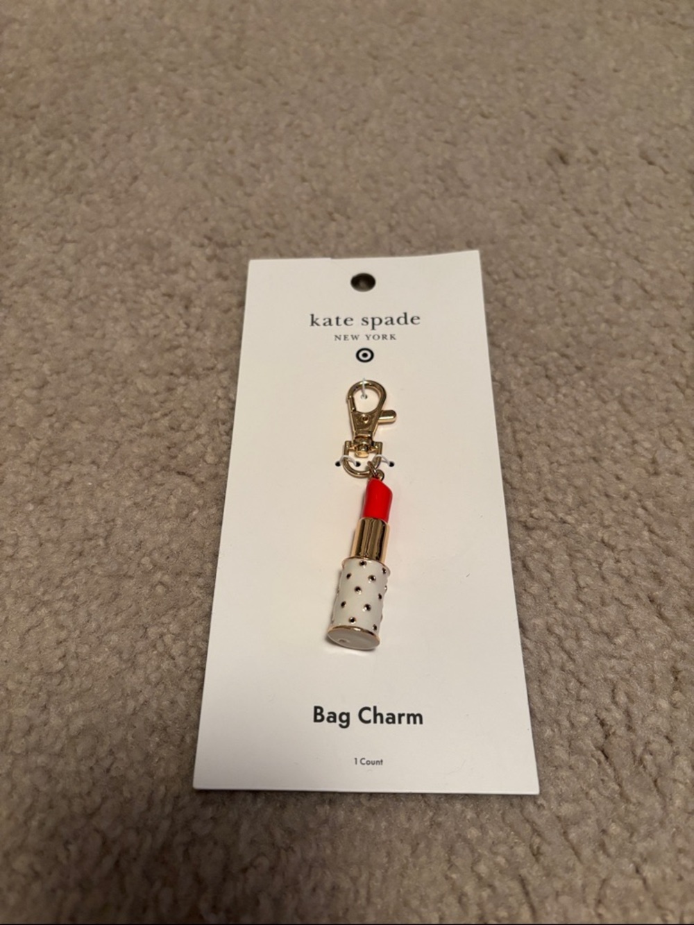 kate spade Lipstick Bag Charm in Red, White & Gold